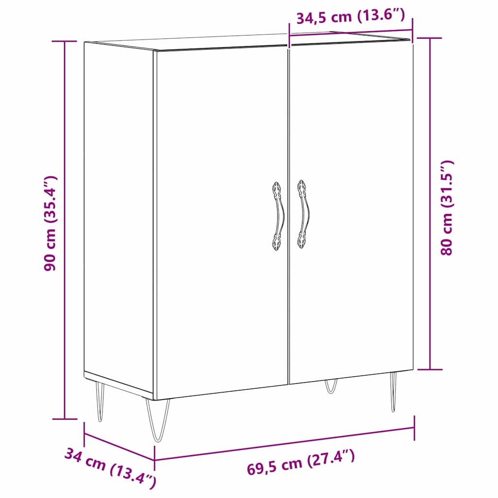 Skjenk Svart Eik 69,5x34x90 cm