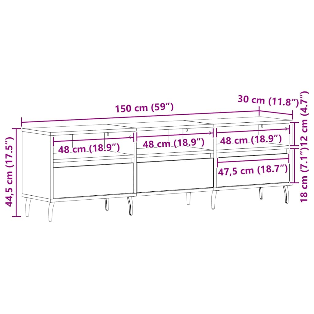 TV-Møbel Svart Eik TV-benk 150x30x44,5 cm
