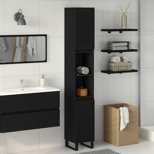 Baderomsskap Svart Eik 30x30x190 cm
