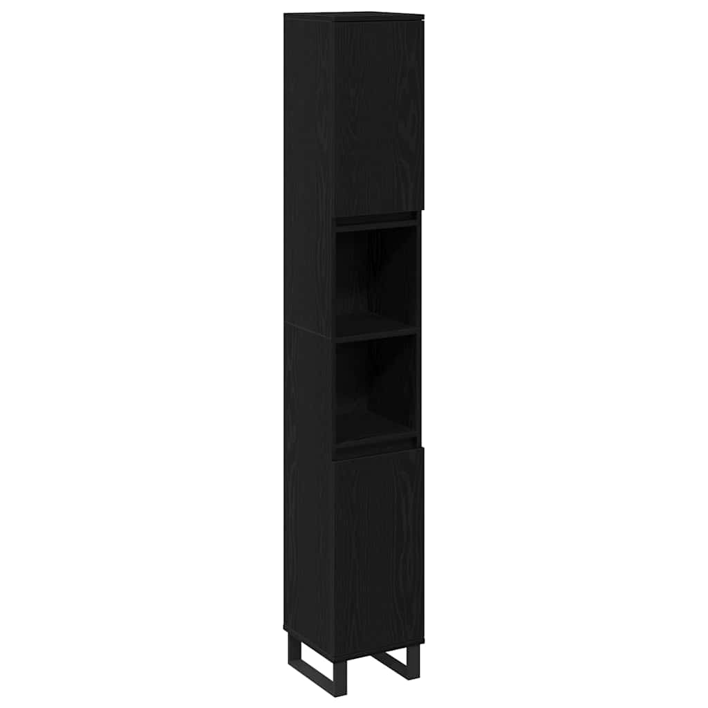 Baderomsskap Svart Eik 30x30x190 cm