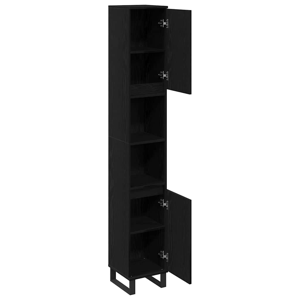 Baderomsskap Svart Eik 30x30x190 cm
