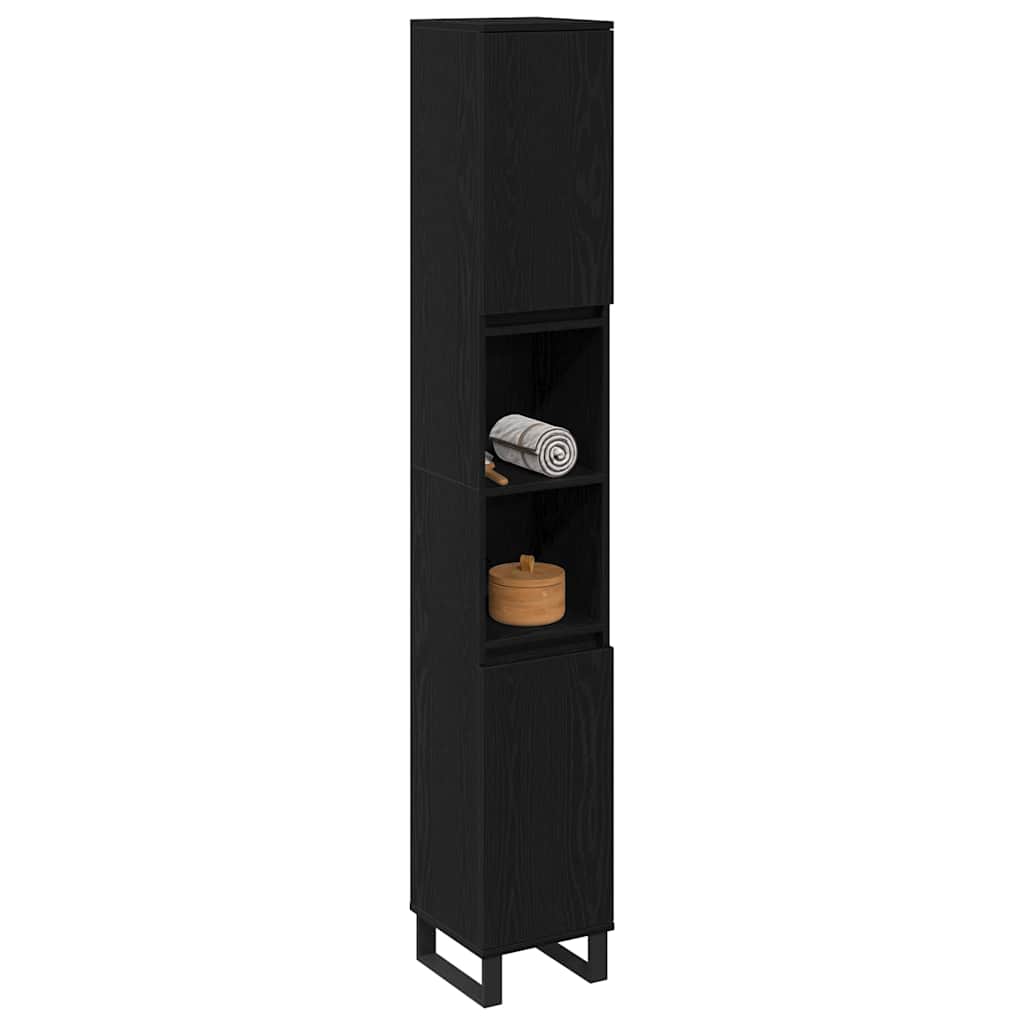 Baderomsskap Svart Eik 30x30x190 cm