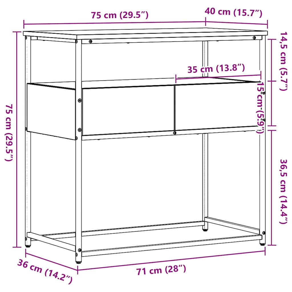 Avlastningsbord konsollbord Tre Gammelt Tre 75x40x75 cm