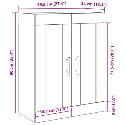 Veggskap Svart Eik 69,5x34x90 cm