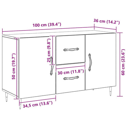 Skjenk Svart Eik 100x36x60 cm