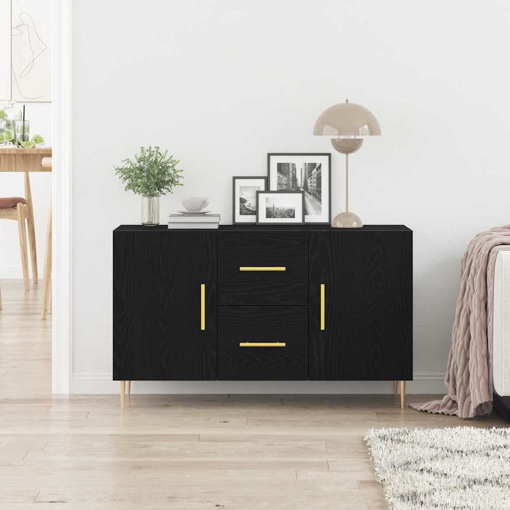 Skjenk Svart Eik 100x36x60 cm Konstruksjonsmateriale