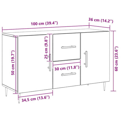 Skjenk Svart Eik 100x36x60 cm Konstruksjonsmateriale