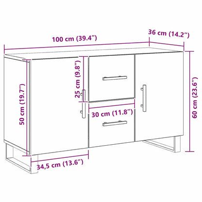 Skjenk Svart Eik 100x36x60 cm