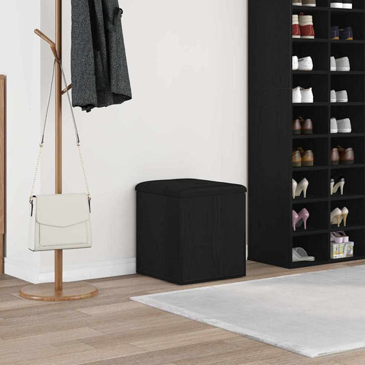 Oppbevaringsbenk Svart Eik 42x42x45 cm Solid Tre