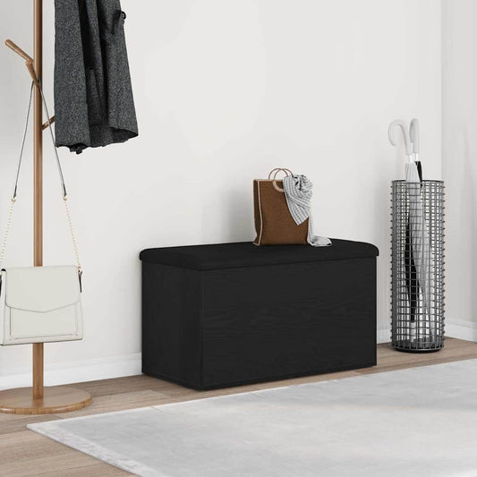 Oppbevaringsbenk Svart Eik 80x40x45 cm Konstruert Tre