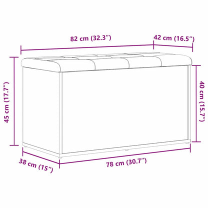 Oppbevaringsbenk Svart Eik 82 x 42 x 45 cm Konstruert tre