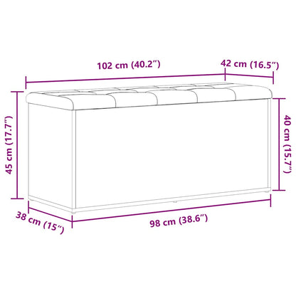 Oppbevaringsbenk Svart eik 102 x 42 x 45 cm Konstruert tre