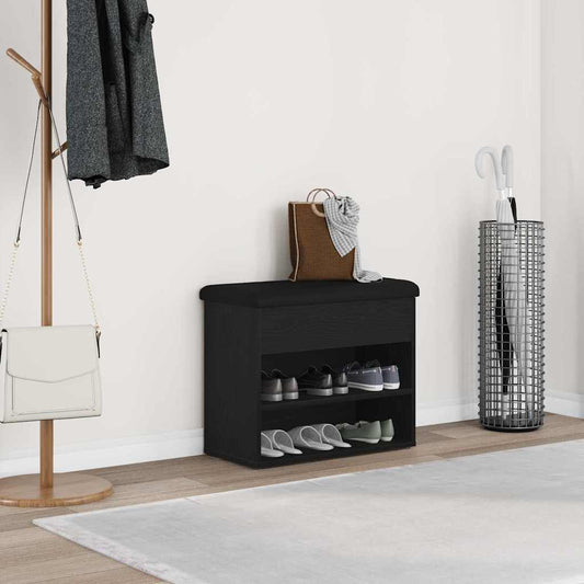 Oppbevaringsbenk Svart Eik 60x30x48 cm Konstruert Tre