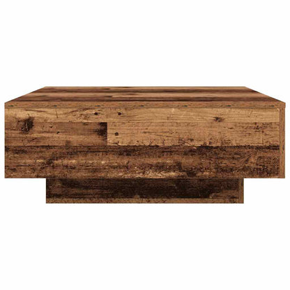 Salongbord Sofabord Tre med LED-lamper Gammelt Tre 80x80x31 cm