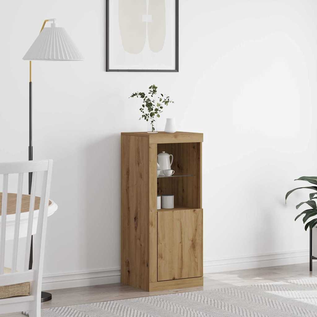 Skjenk Artisan Eik med LED-lamper 41x37x100 cm