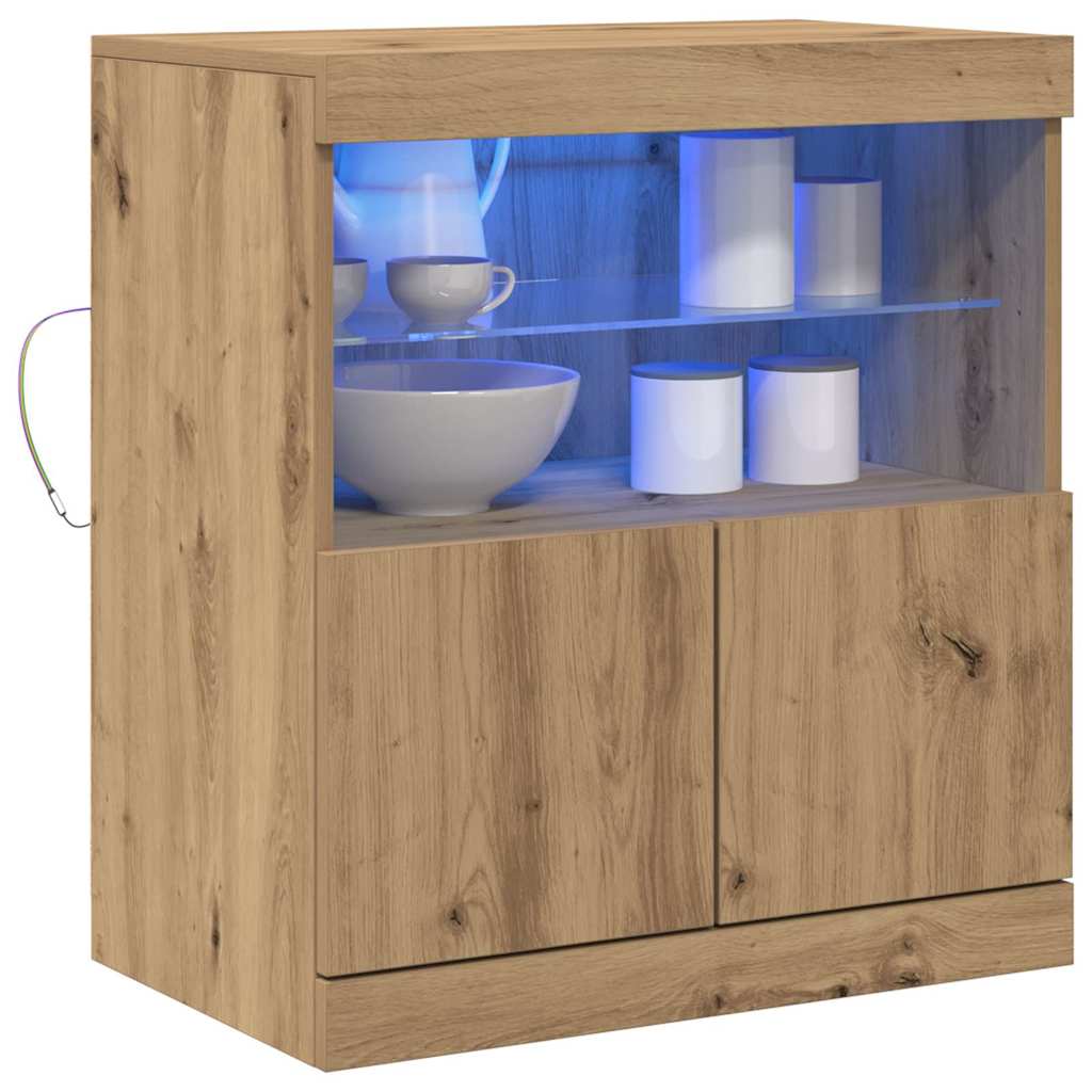 Skap Artisan Eik LED-belysning 60x37x67 cm