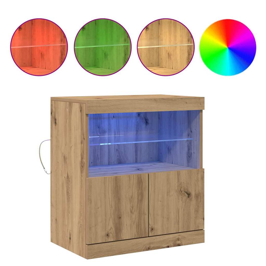 Skap Artisan Eik LED-belysning 60x37x67 cm