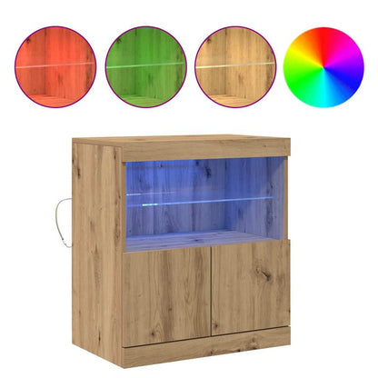 Skap Artisan Eik LED-belysning 60x37x67 cm