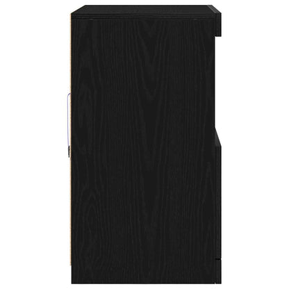 Skjenk Svart Eik LED-lamper 60x37x67 cm