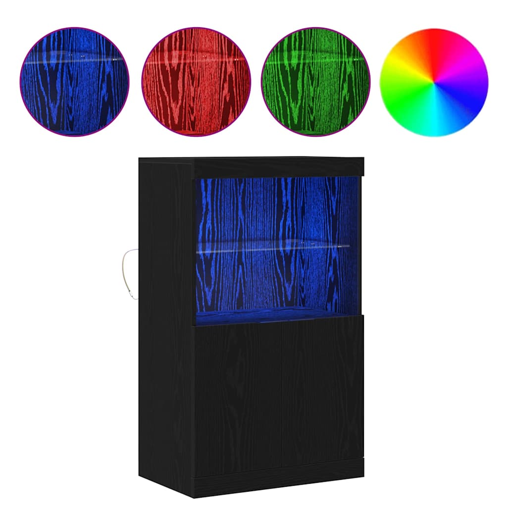 Skjenk Svart LED 60 x 37 x 100 cm