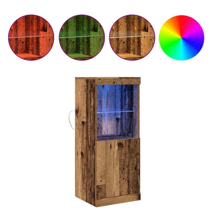 Skjenk Gammelt Tre med LED-lamper 41x37x100 cm
