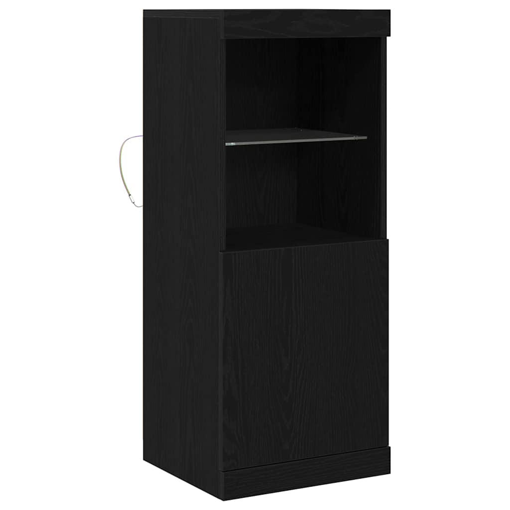 Skjenk Svart Eik LED-lamper 41x37x100 cm