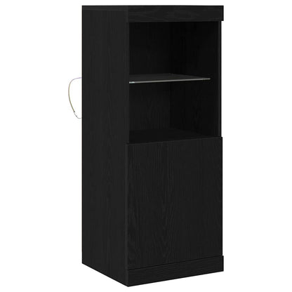 Skjenk Svart Eik LED-lamper 41x37x100 cm