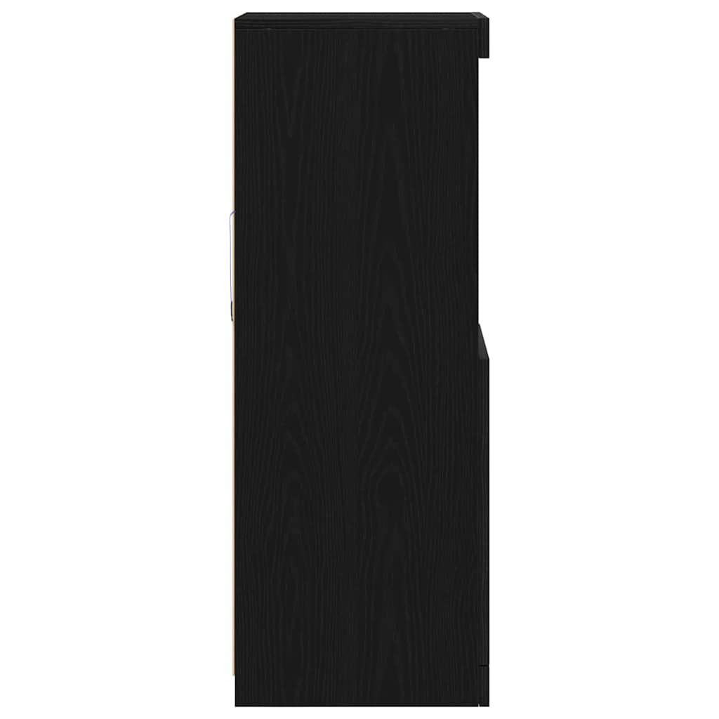 Skjenk Svart Eik LED-lamper 41x37x100 cm