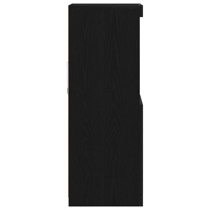 Skjenk Svart Eik LED-lamper 41x37x100 cm