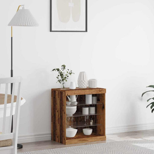 Skjenk Gammelt Tre med LED-lys 60,5x37x67 cm