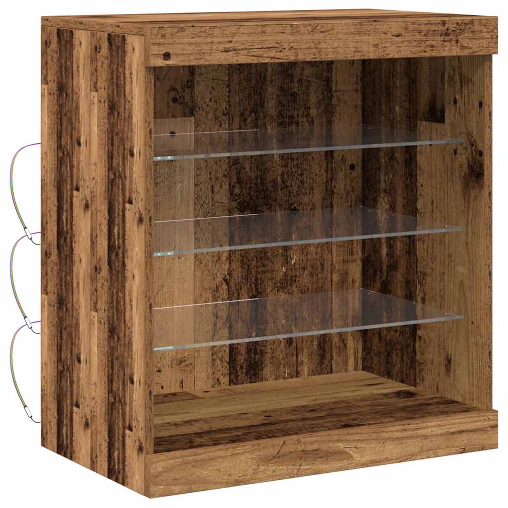 Skjenk Gammelt Tre med LED-lys 60,5x37x67 cm