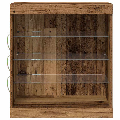Skjenk Gammelt Tre med LED-lys 60,5x37x67 cm
