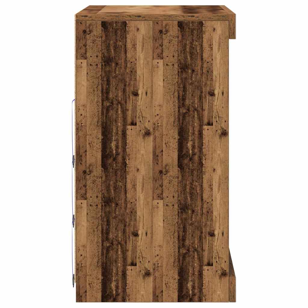 Skjenk Gammelt Tre med LED-lys 60,5x37x67 cm