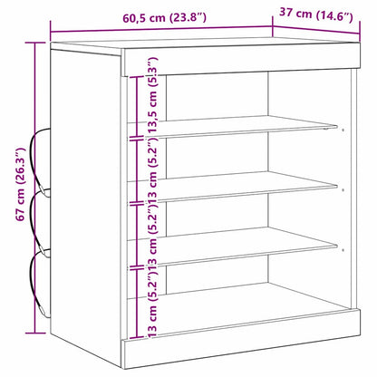 Skjenk Gammelt Tre med LED-lys 60,5x37x67 cm