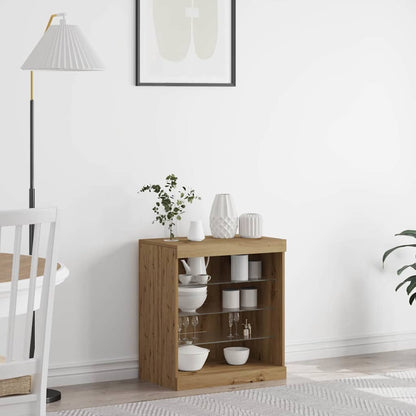Skjenk Artisan Eik med LED Lys 60,5x37x67 cm