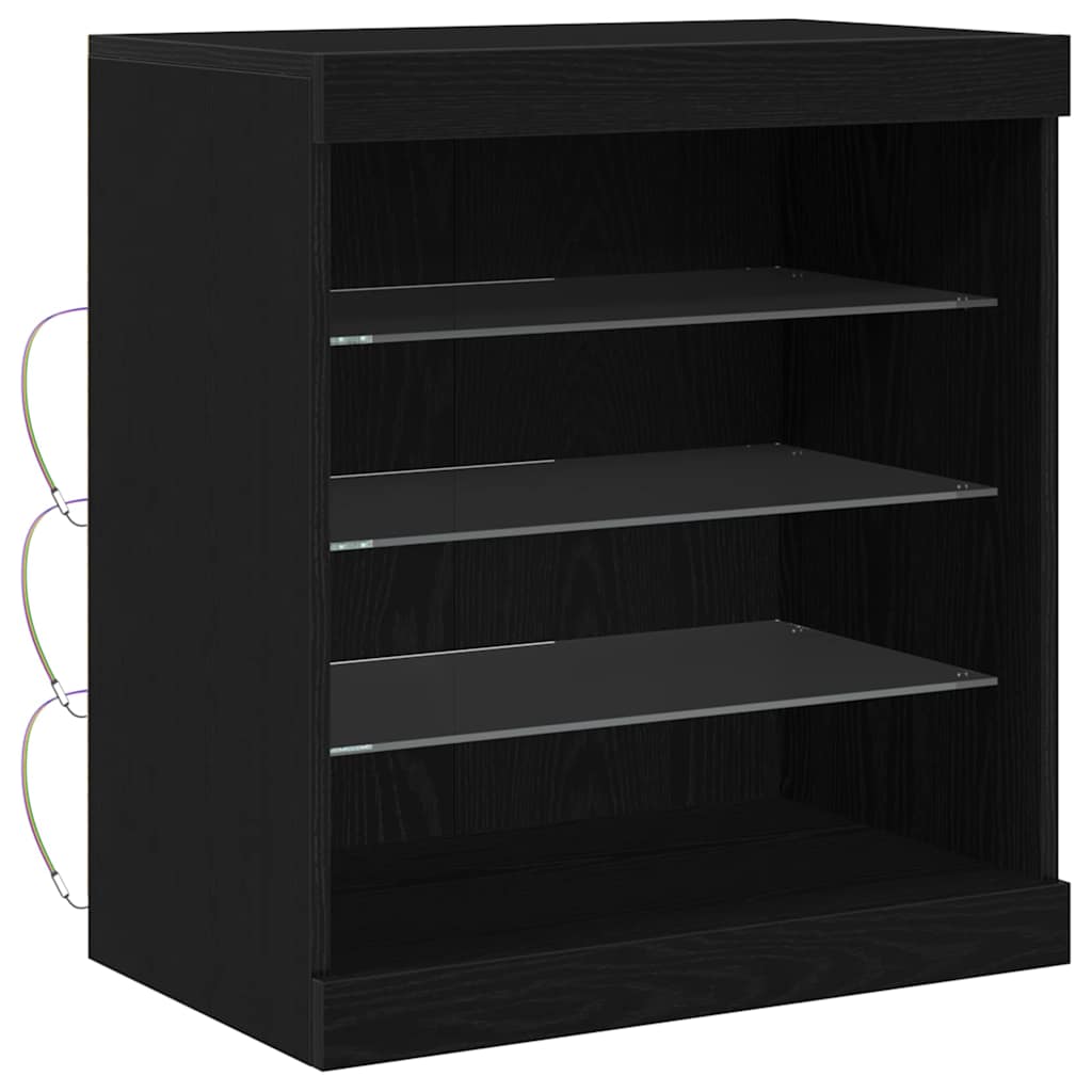 Skjenk Svart Eik med LED Lys 60,5x37x67 cm