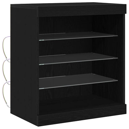 Skjenk Svart Eik med LED Lys 60,5x37x67 cm