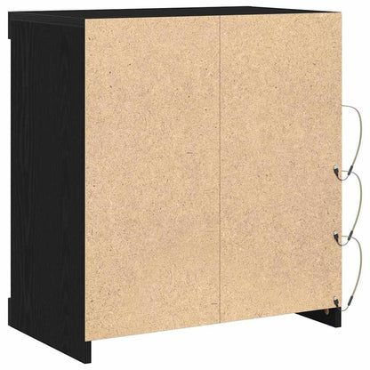 Skjenk Svart Eik med LED Lys 60,5x37x67 cm