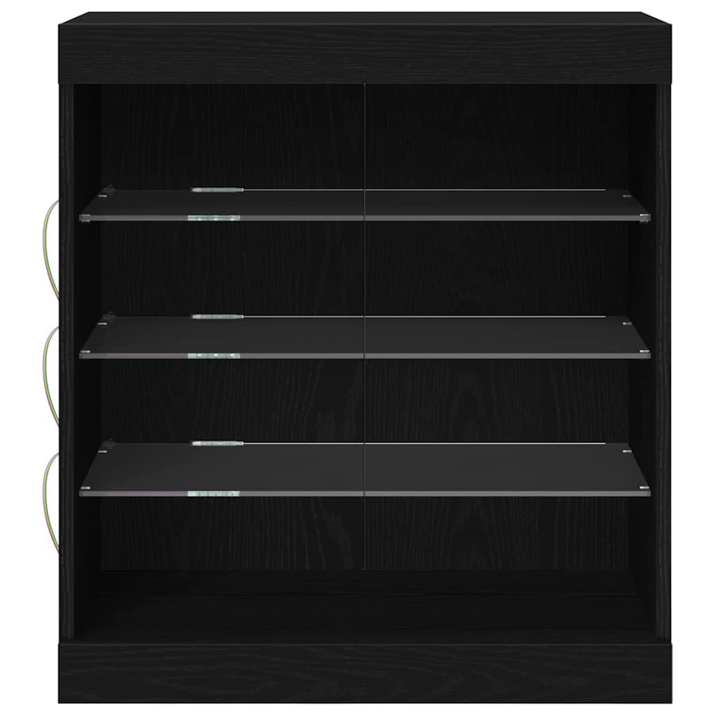 Skjenk Svart Eik med LED Lys 60,5x37x67 cm