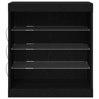 Skjenk Svart Eik med LED Lys 60,5x37x67 cm