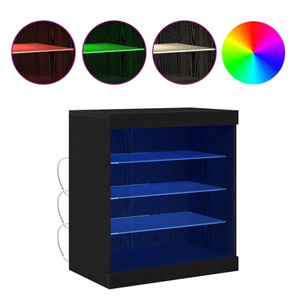 Skjenk Svart Eik med LED Lys 60,5x37x67 cm