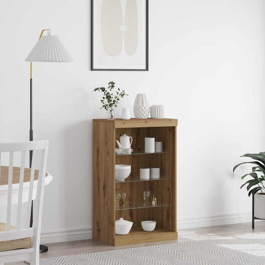 Skjenk Artisan Eik med LED Lys 60,5x37x100 cm