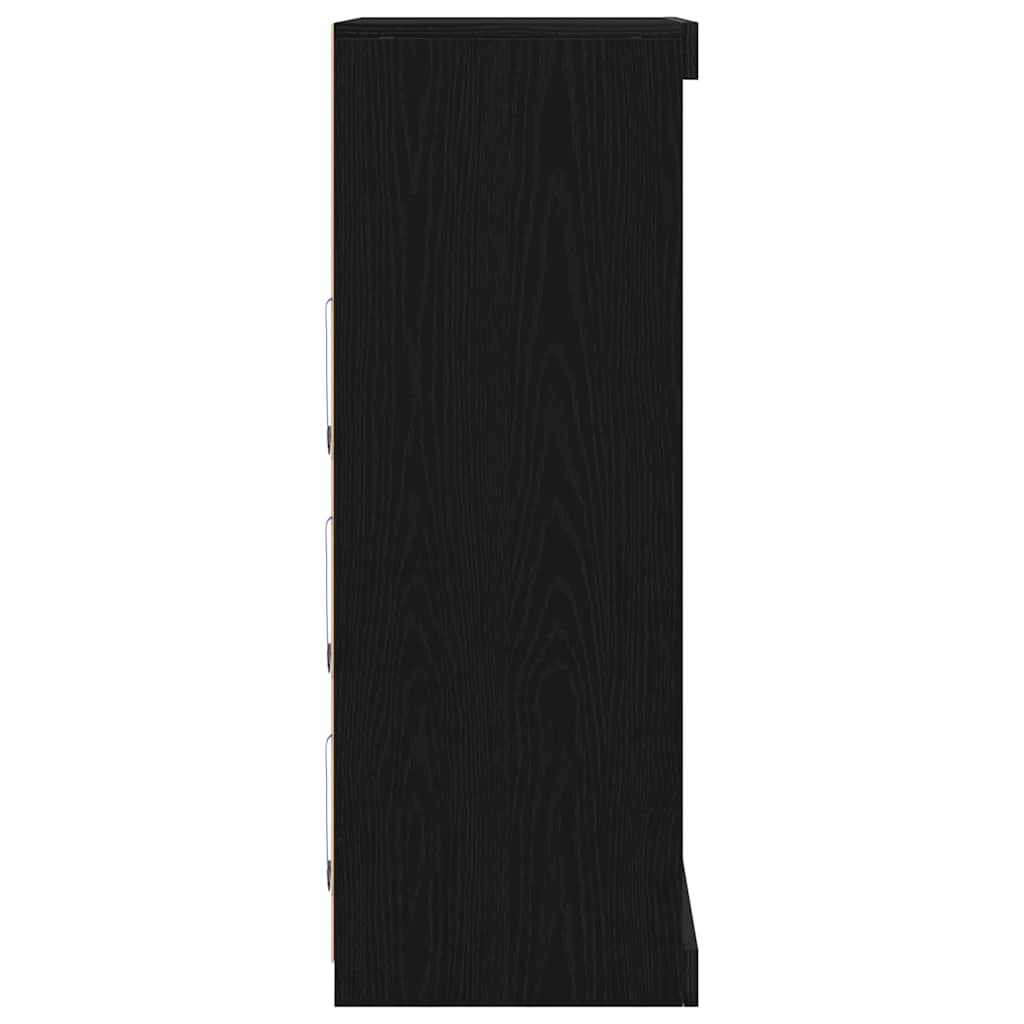 Skjenk Svart Eik med LED-lys 60,5x37x100 cm