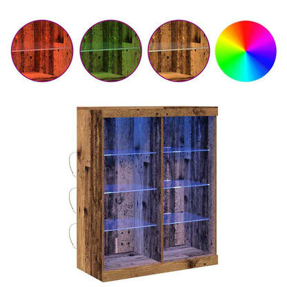Skjenk Gammelt Tre med LED Lys 41x37x100 cm