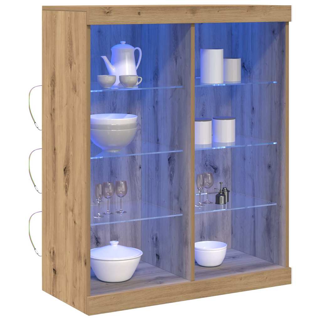 Skjenk Brun Eik med LED Lys 41x37x100 cm