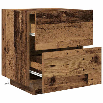 Nattbord Sengbord Gammelt Tre LED 45x40x55 cm