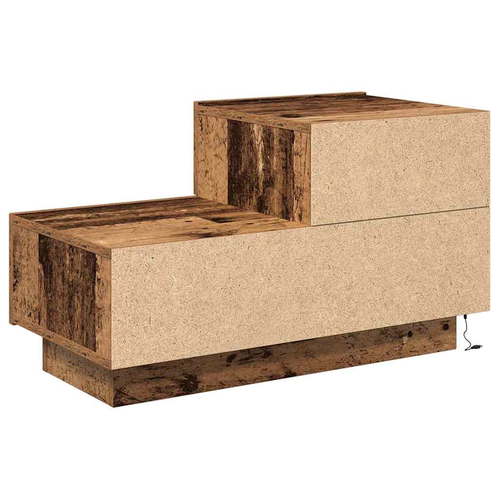 Nattbord Sengbord Gammelt Tre med LED 100x36x49 cm