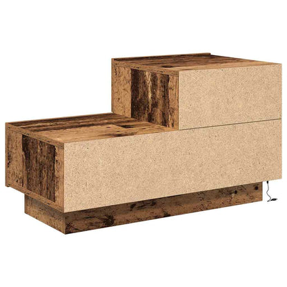 Nattbord Sengbord Gammelt Tre med LED 100x36x49 cm
