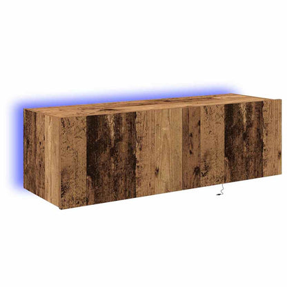 TV-Møbel Tre TV Veggskap med LED-belysning Gamle Tre 100x35x31 cm
