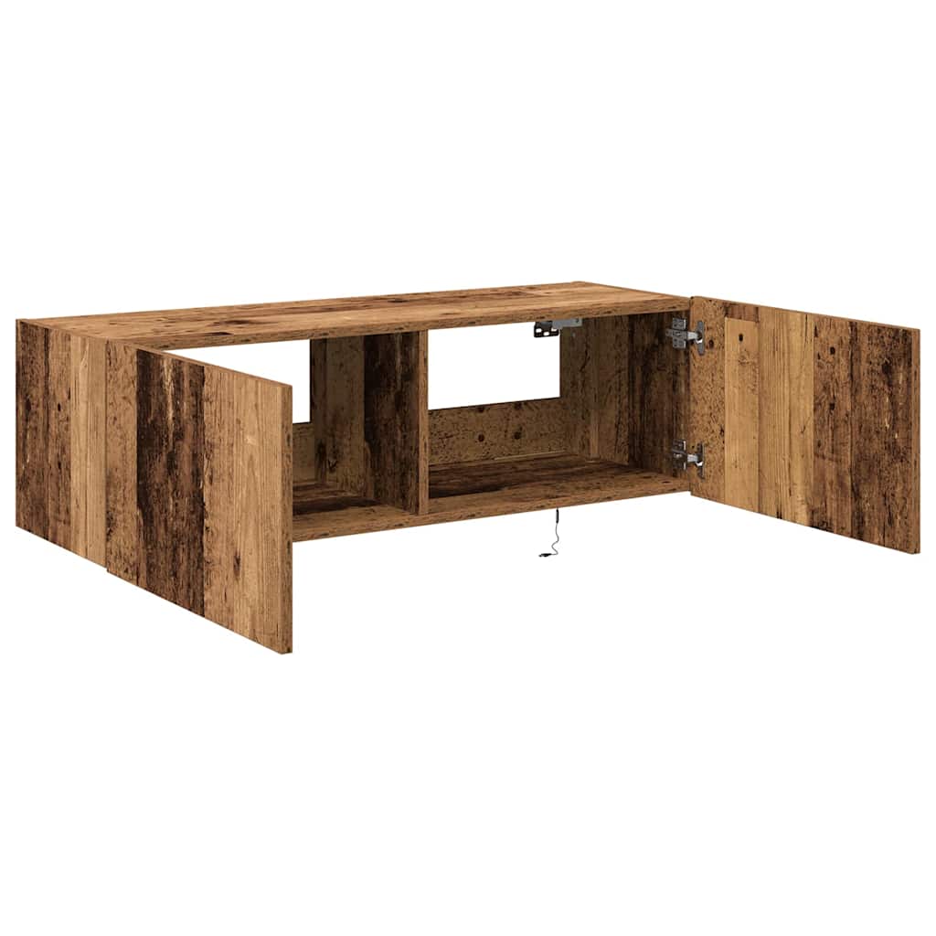 TV-Møbel Tre TV Veggskap med LED-belysning Gamle Tre 100x35x31 cm
